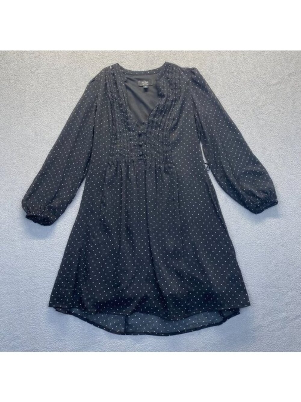 MSK Women's Black‎ Split Neck Chiffon Long Sleeve Shift Dress Petite 4P